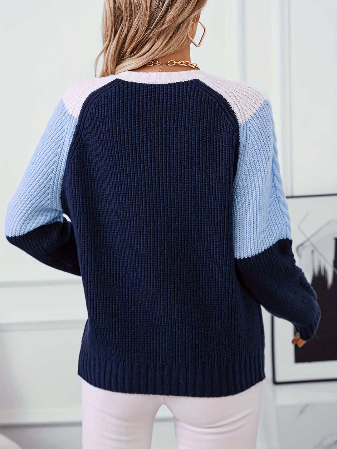 Linnea | Colour-Block Cable Sweater