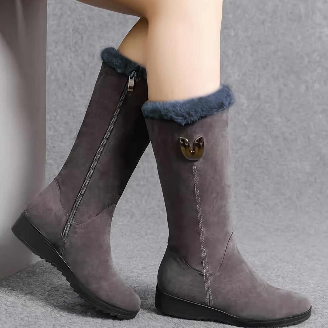 Annalise | Fur-Trimmed Mid-Calf Boots