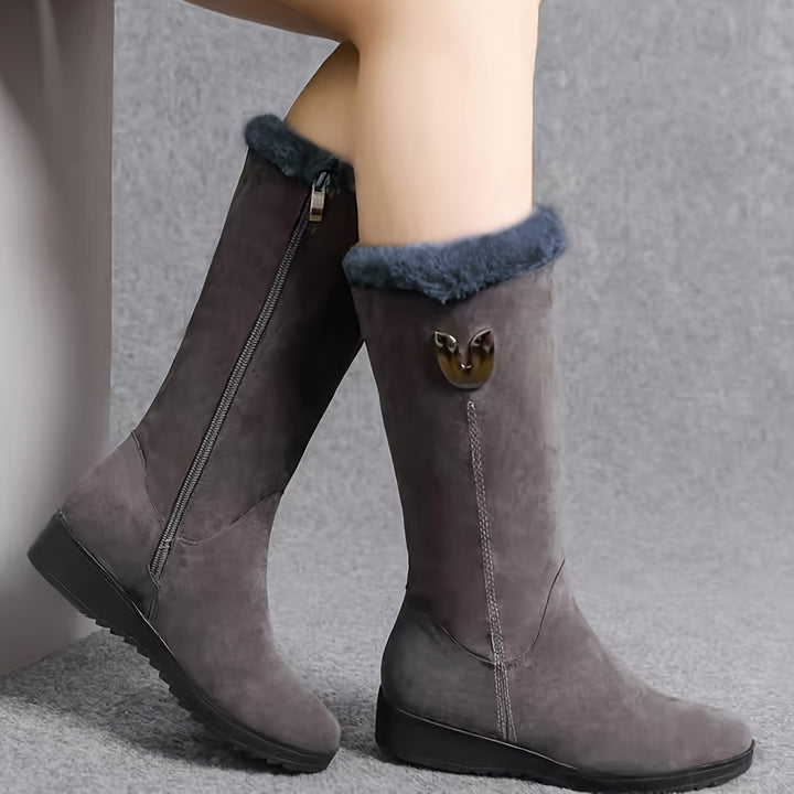 Annalise | Fur-Trimmed Mid-Calf Boots