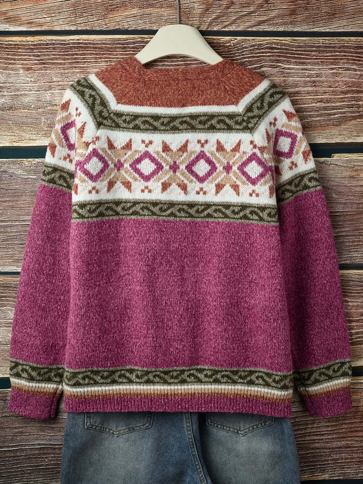 Fiona | Patterned Button-Front Cardigan