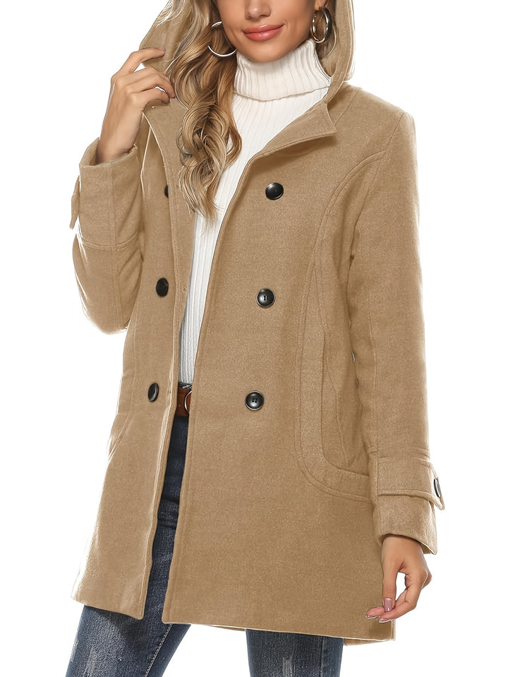 Georgina | Hooded Double-Breasted Mid-Length Coat
