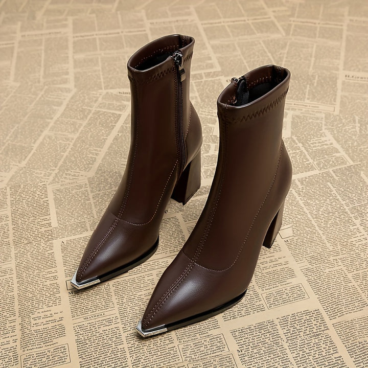 Noelani | Pointed-Toe Block Heel Ankle Boots