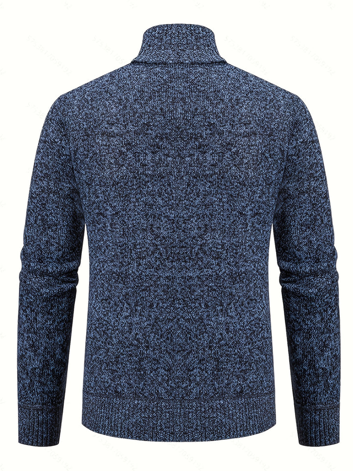 Edmund | Textured Stand-Collar Zip Cardigan