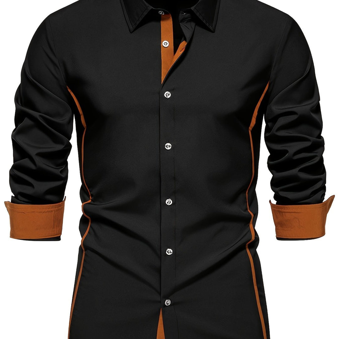 Dorian | Contrast-Trim Long Sleeve Shirt