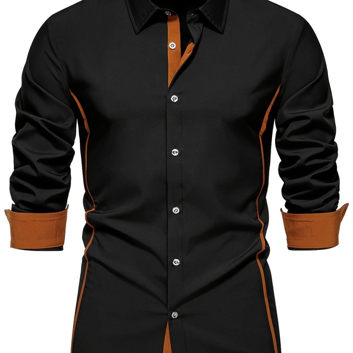 Dorian | Contrast-Trim Long Sleeve Shirt