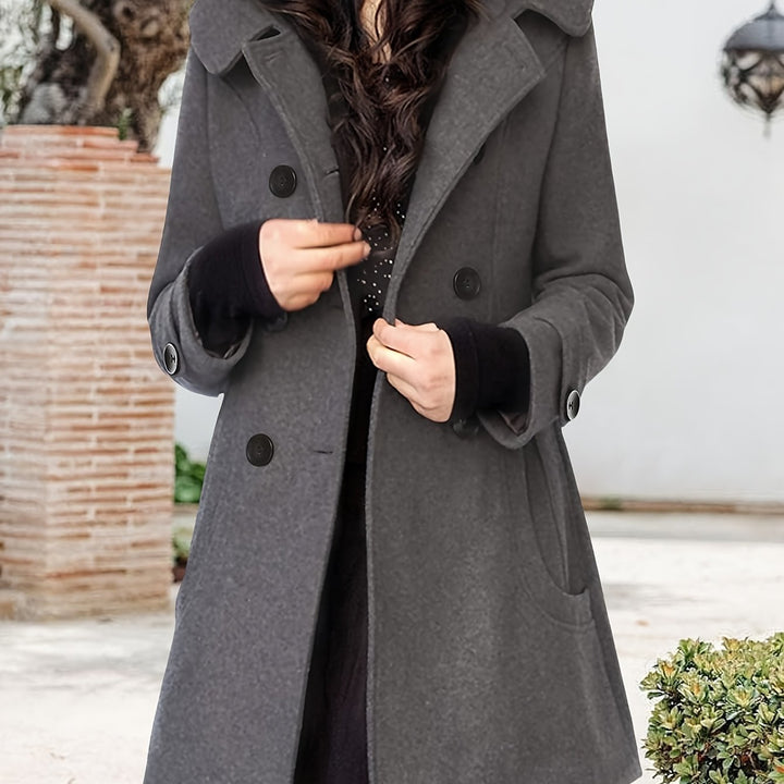 Georgina | Hooded Double-Breasted Mid-Length Coat
