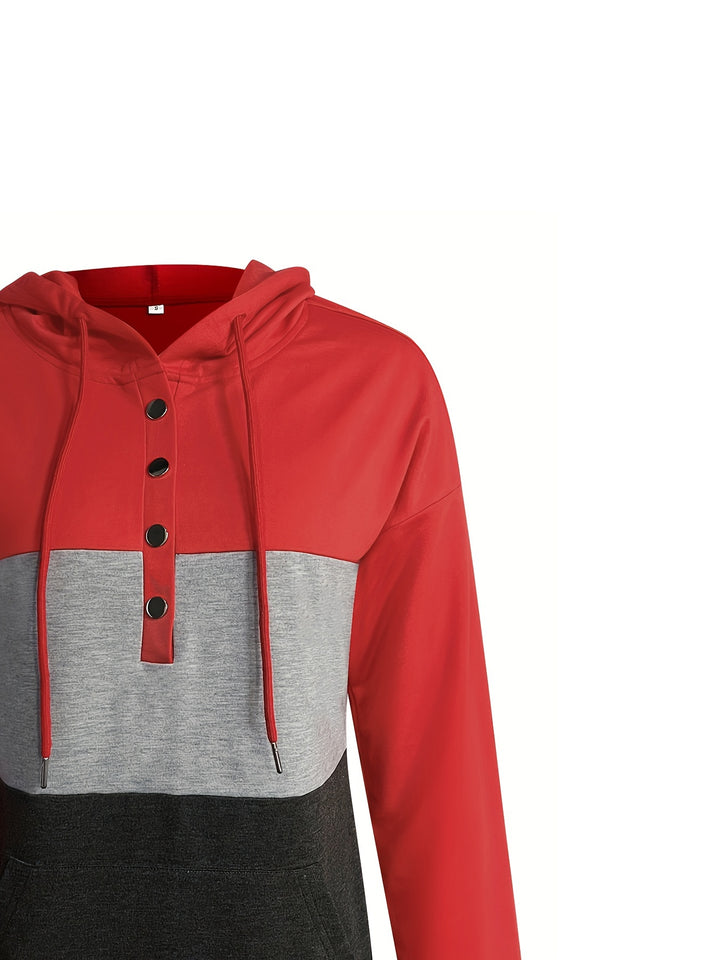 Tamsin | Colour Block Button Hoodie