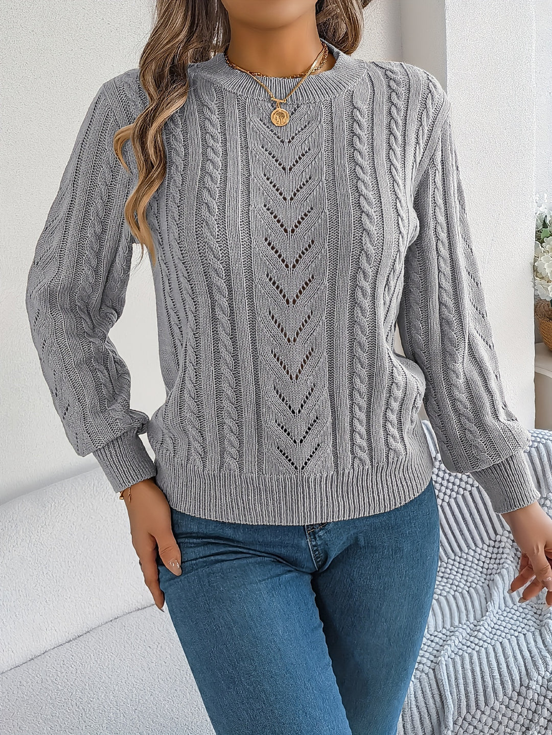 Heather | Textured Cable-Knit Jumper