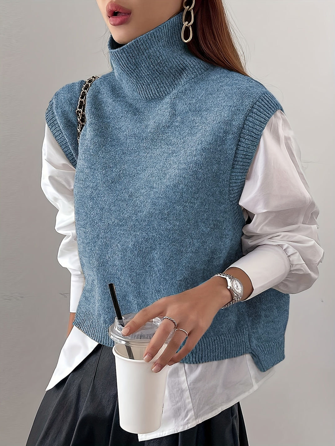Eloise | High-Neck Sleeveless Sweater Vest
