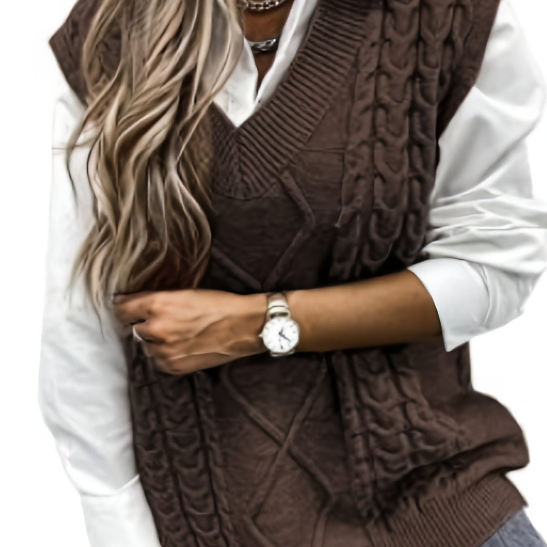 Colleen | Cable-Knit V-Neck Sweater Vest