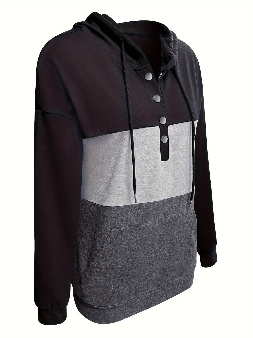 Tamsin | Colour Block Button Hoodie