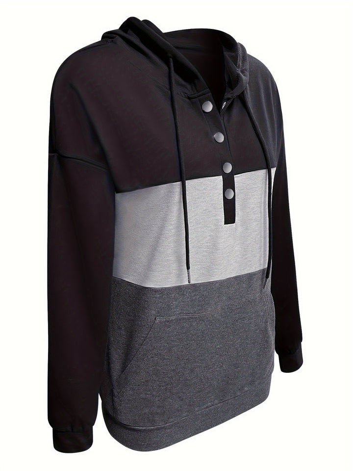 Tamsin | Colour Block Button Hoodie