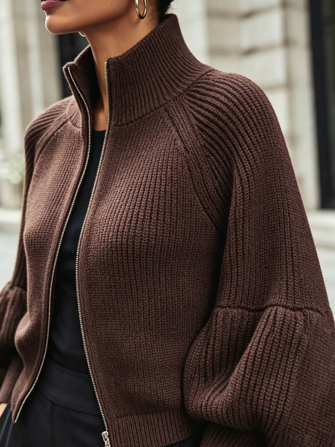 Anthea | Cropped Zip-Up Cardigan