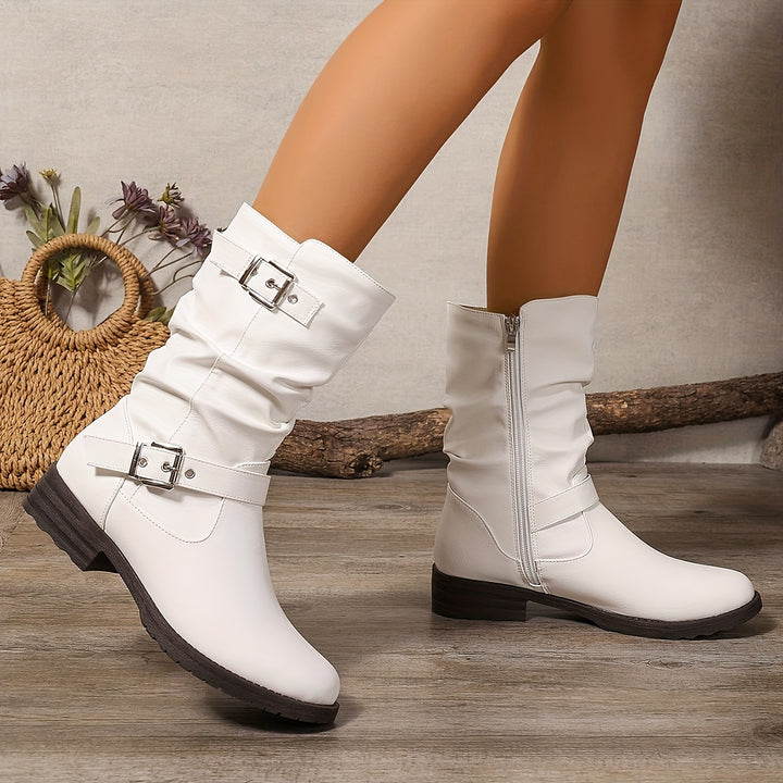Margaux | Slouch Buckle Mid-Calf Boots