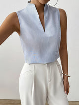 Greta | Striped Sleeveless V-Neck Top