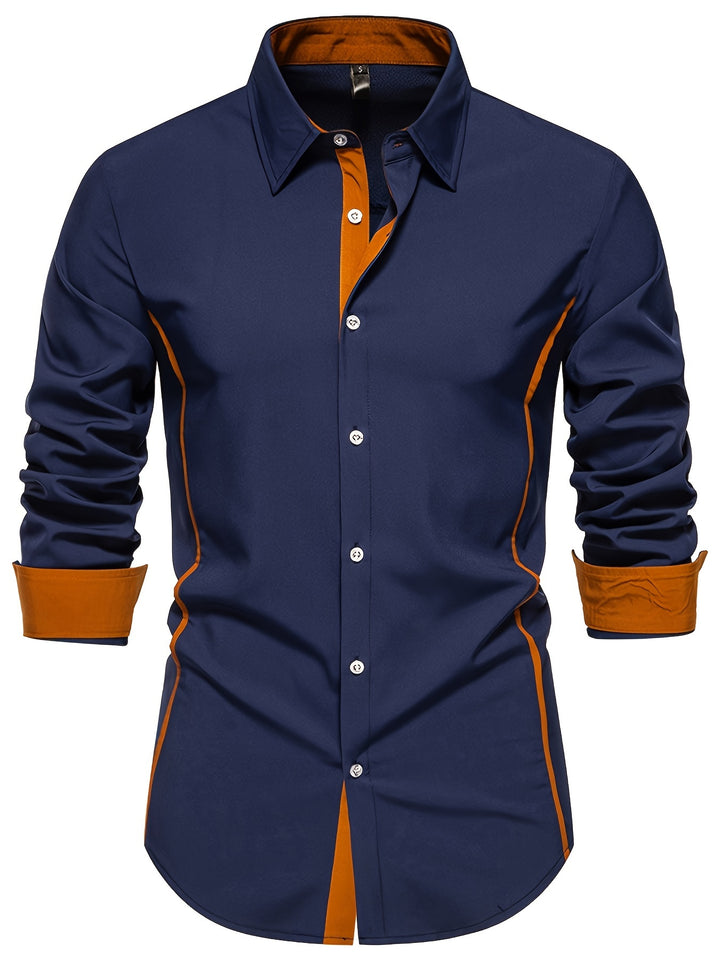 Dorian | Contrast-Trim Long Sleeve Shirt