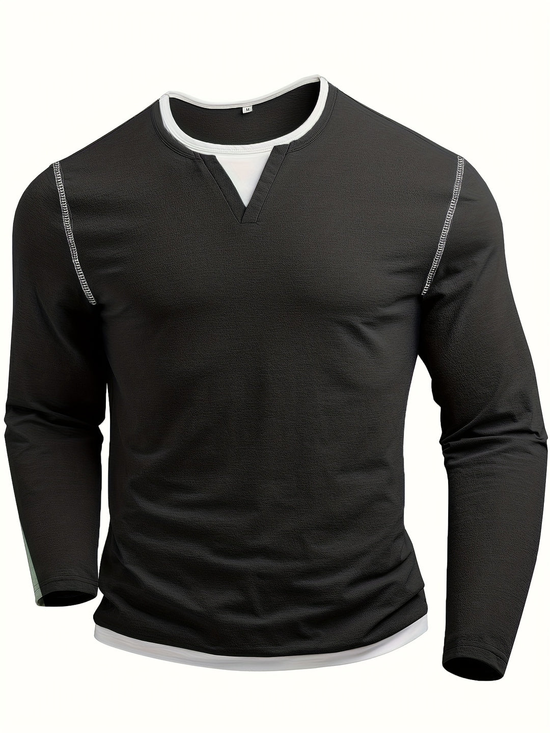 Beckett | Contrast-Stitch Notch-Neck Henley Shirt