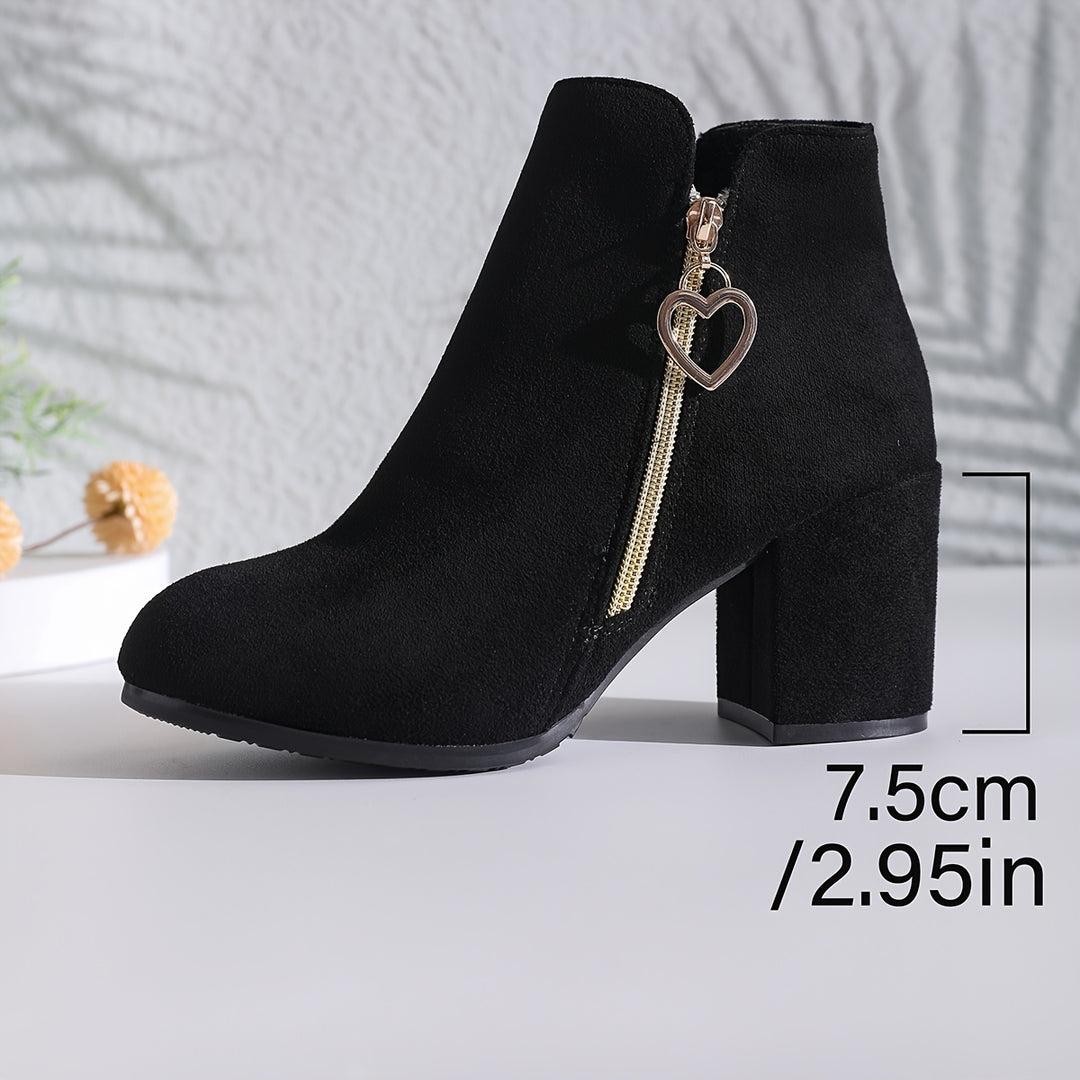 Millicent | Elegant Heart-Zip Ankle Boots
