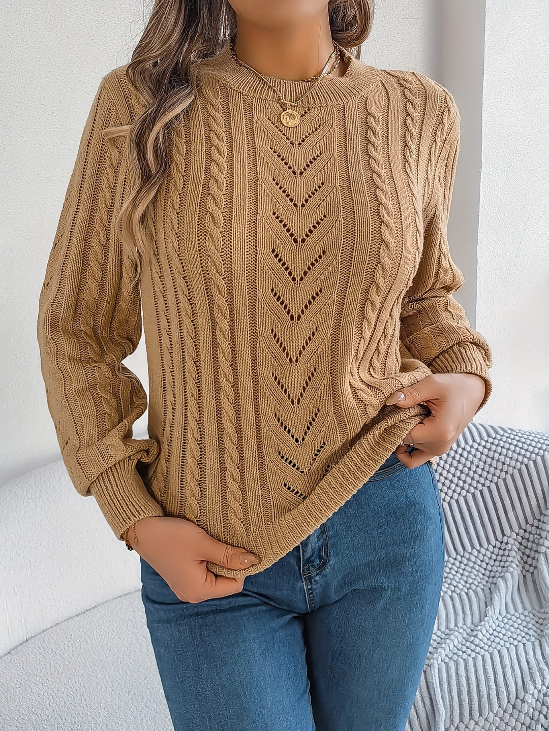 Heather | Textured Cable-Knit Jumper