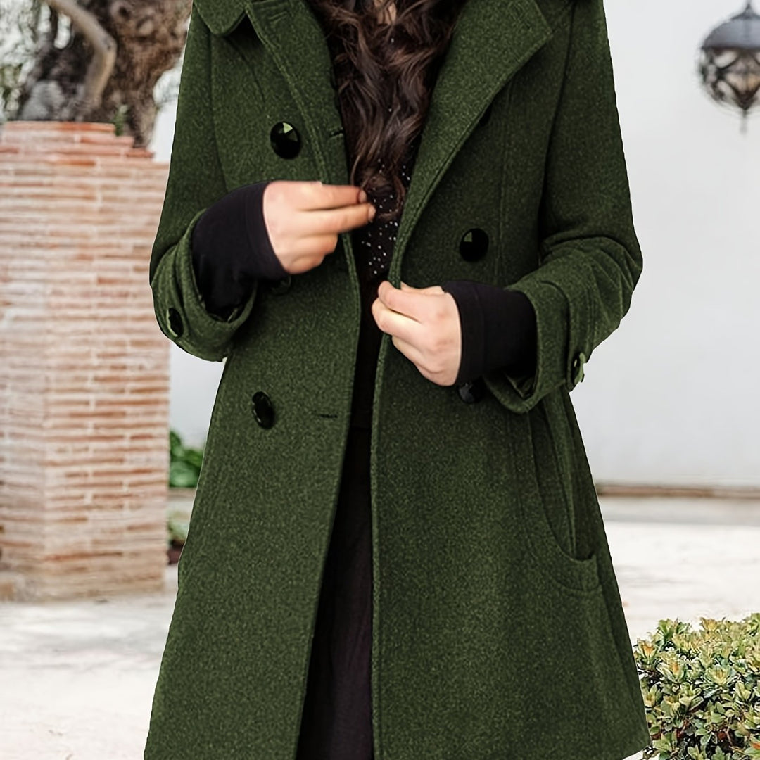 Georgina | Hooded Double-Breasted Mid-Length Coat