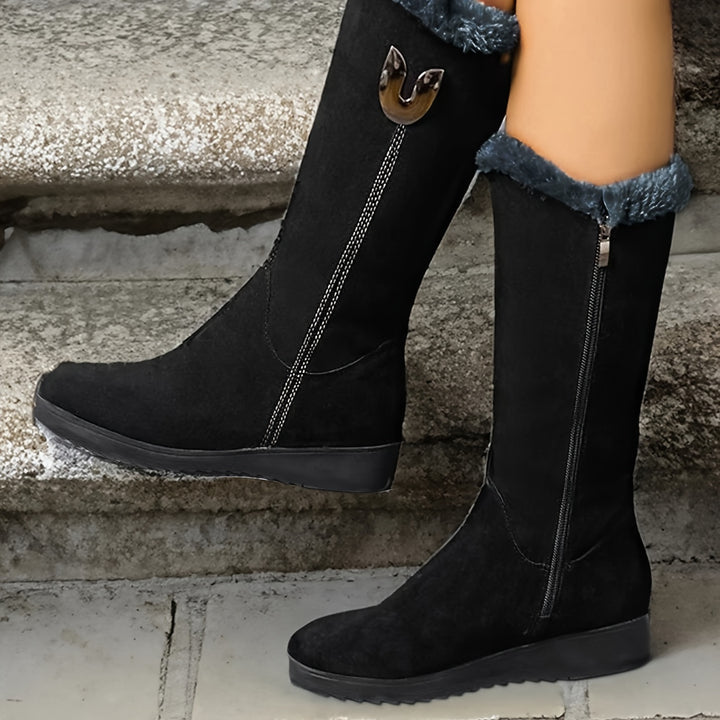 Annalise | Fur-Trimmed Mid-Calf Boots