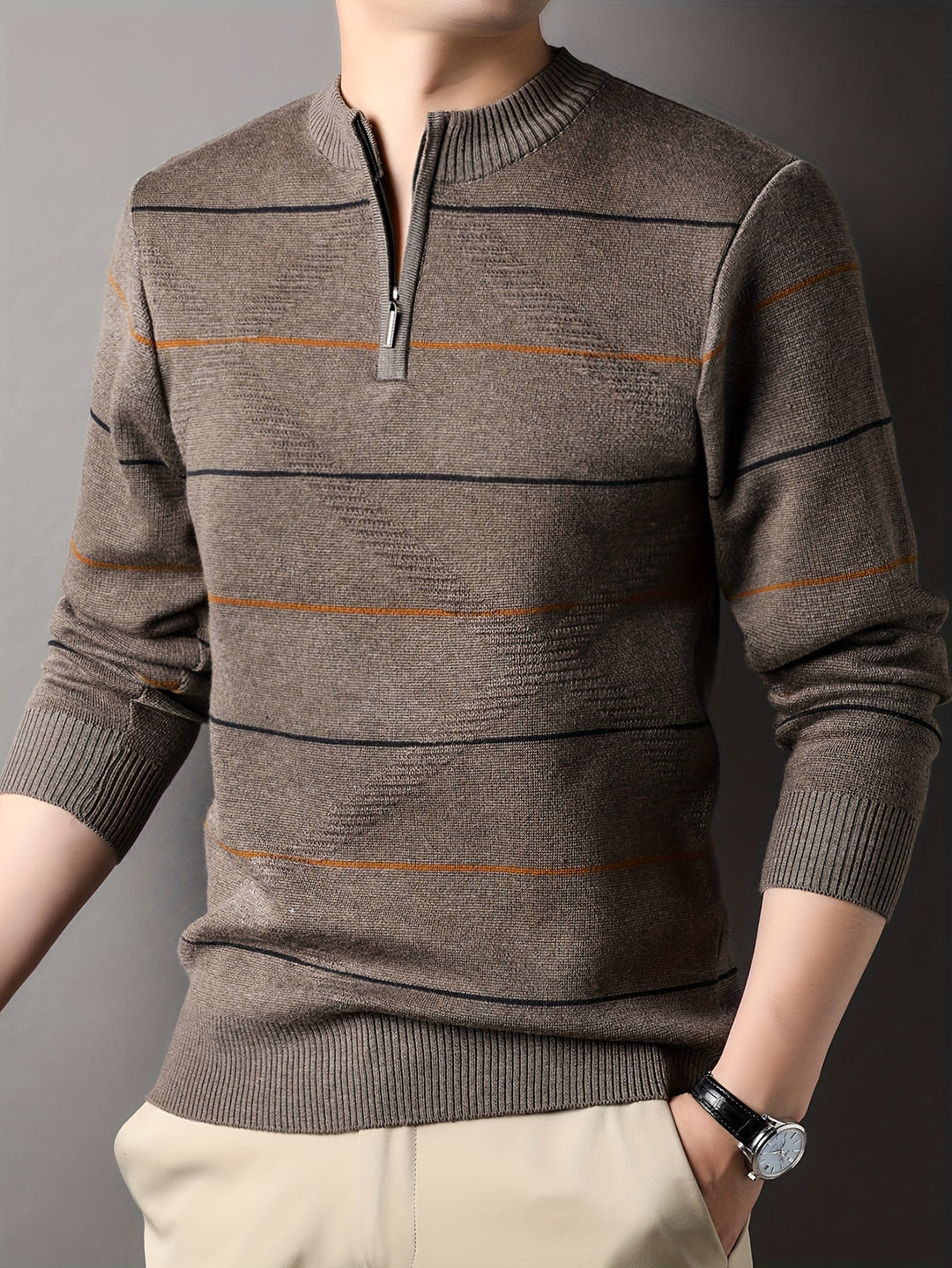 Tristan | Half-Zip Ribbed Knit Sweater