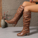Rosalind | Slouch Buckle Knee-High Boots