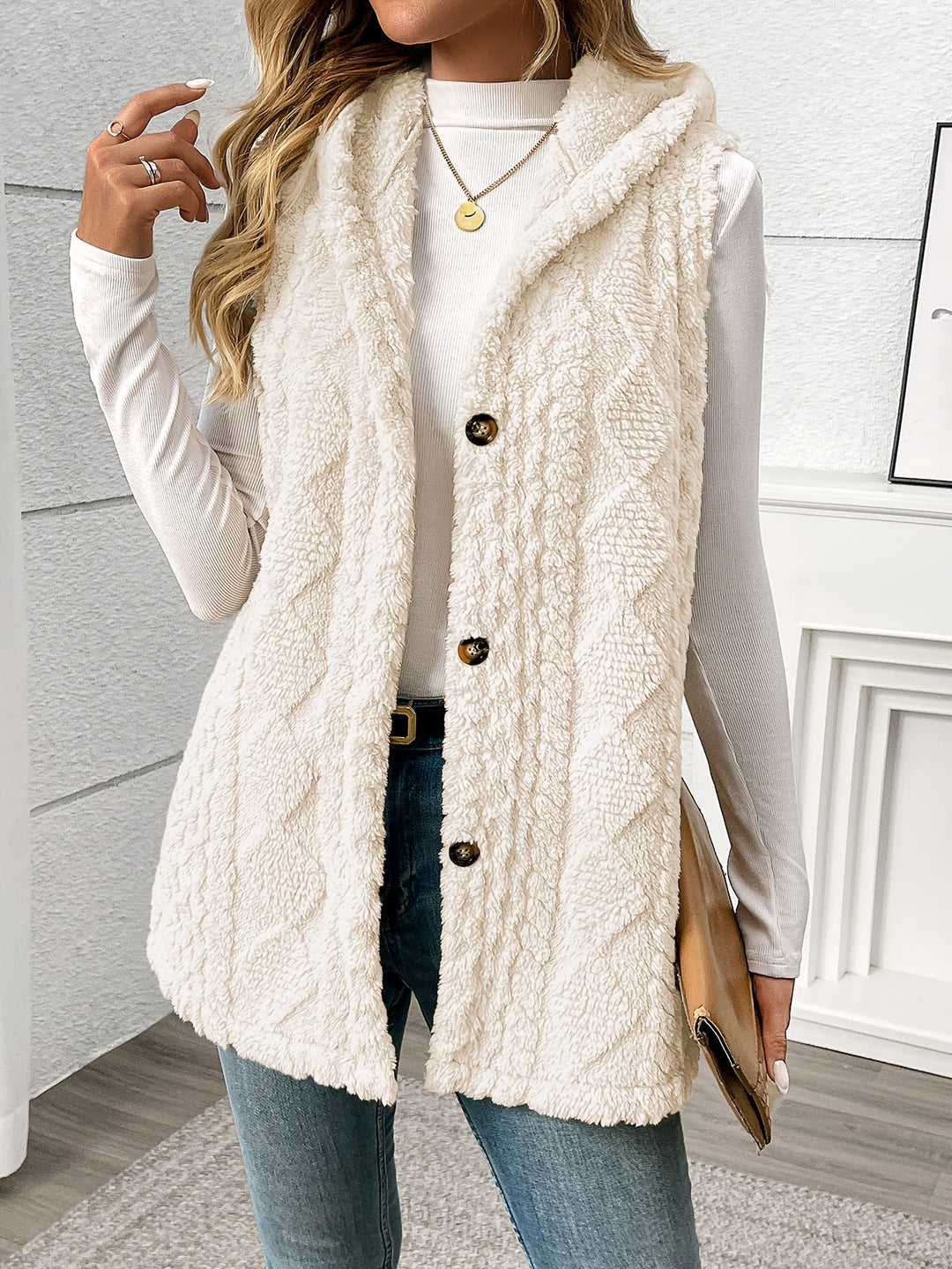Coralie | Textured Hooded Gilet