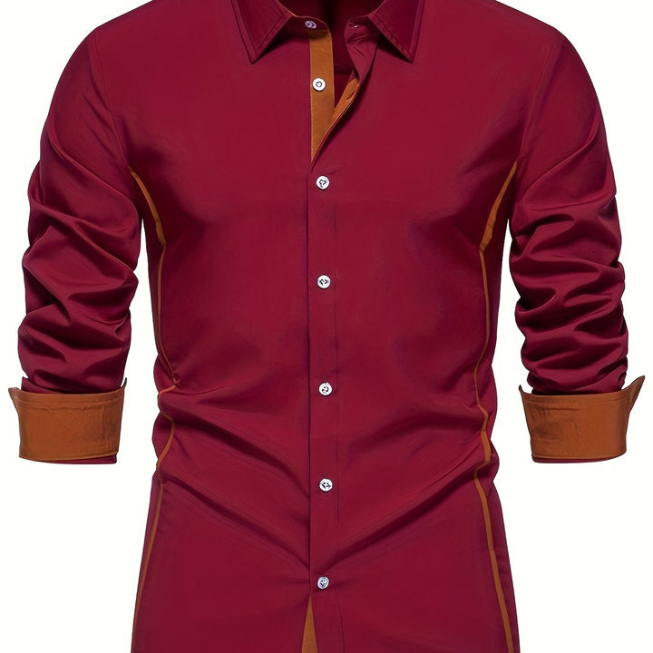 Dorian | Contrast-Trim Long Sleeve Shirt