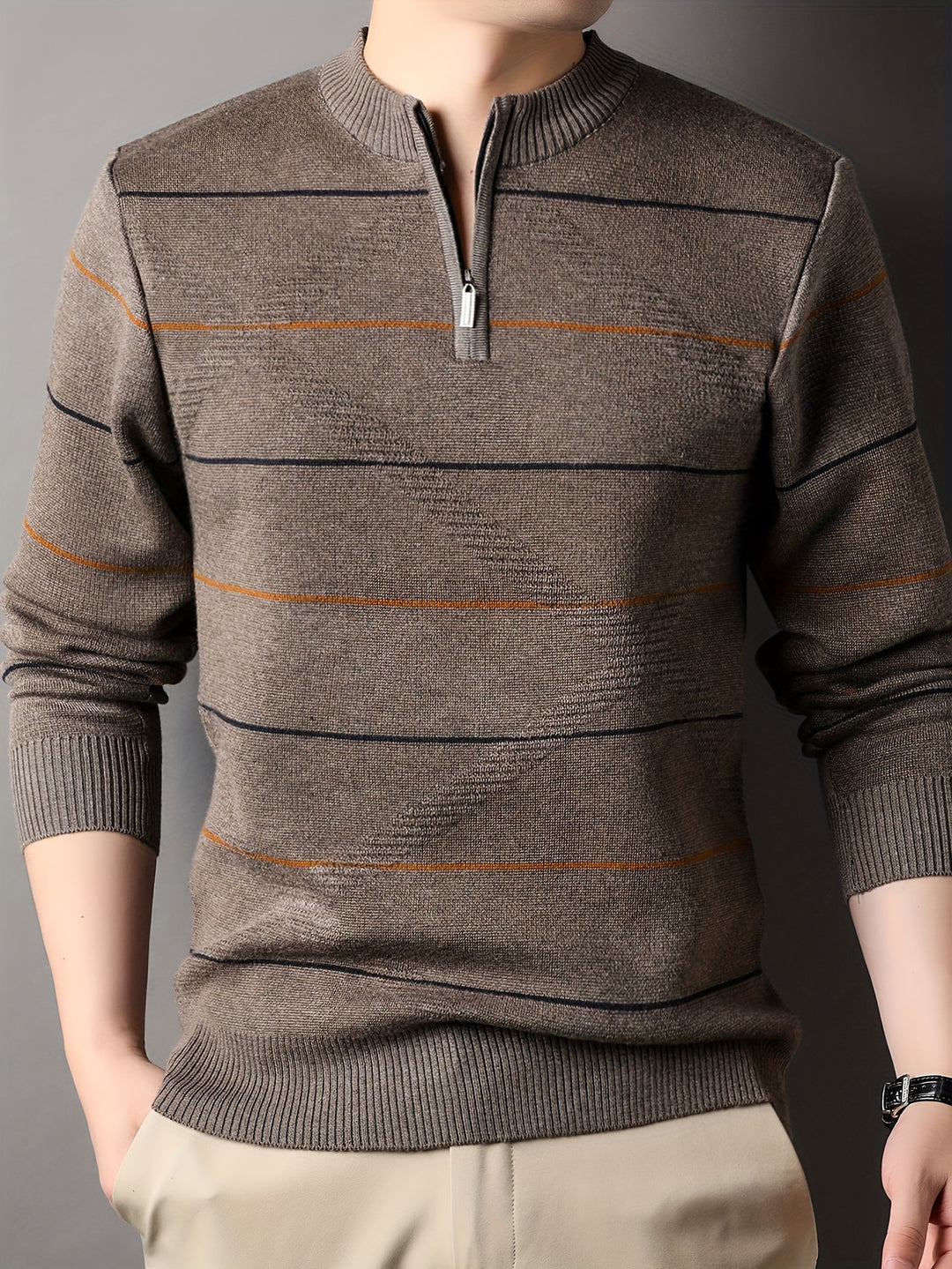 Tristan | Half-Zip Ribbed Knit Sweater
