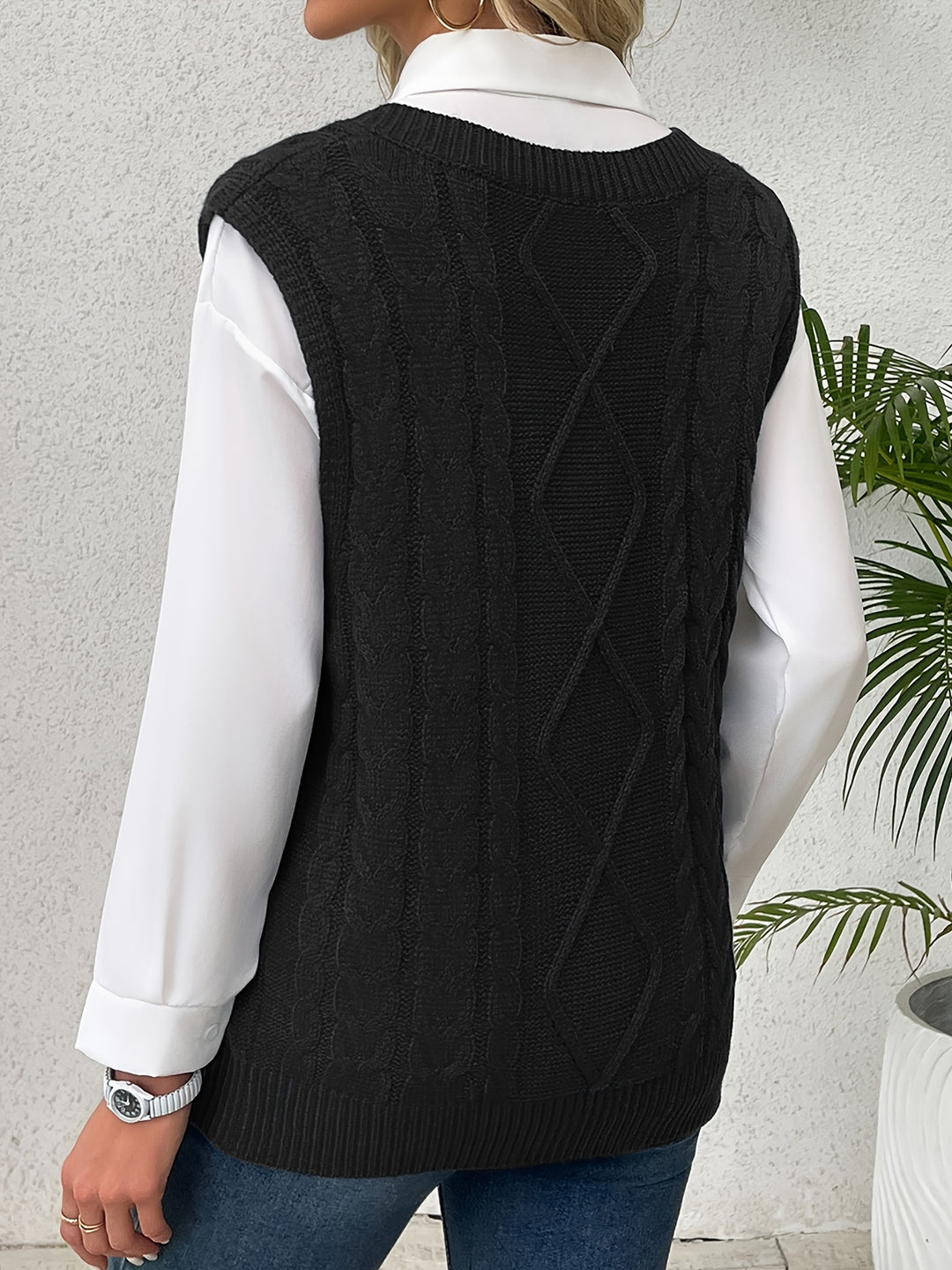 Colleen | Cable-Knit V-Neck Sweater Vest