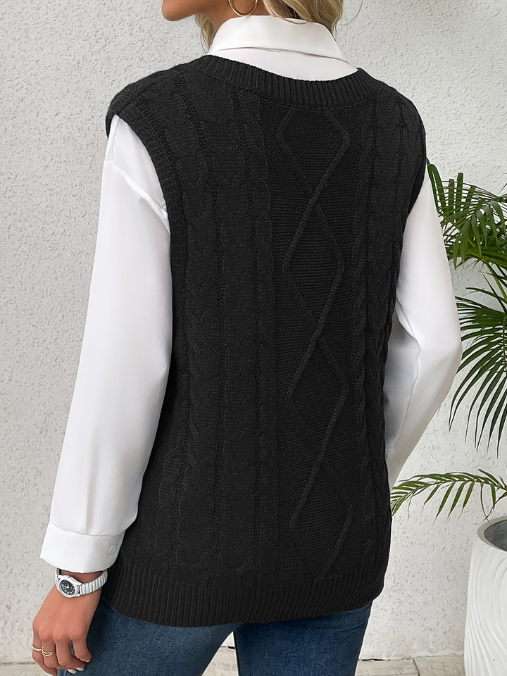 Colleen | Cable-Knit V-Neck Sweater Vest