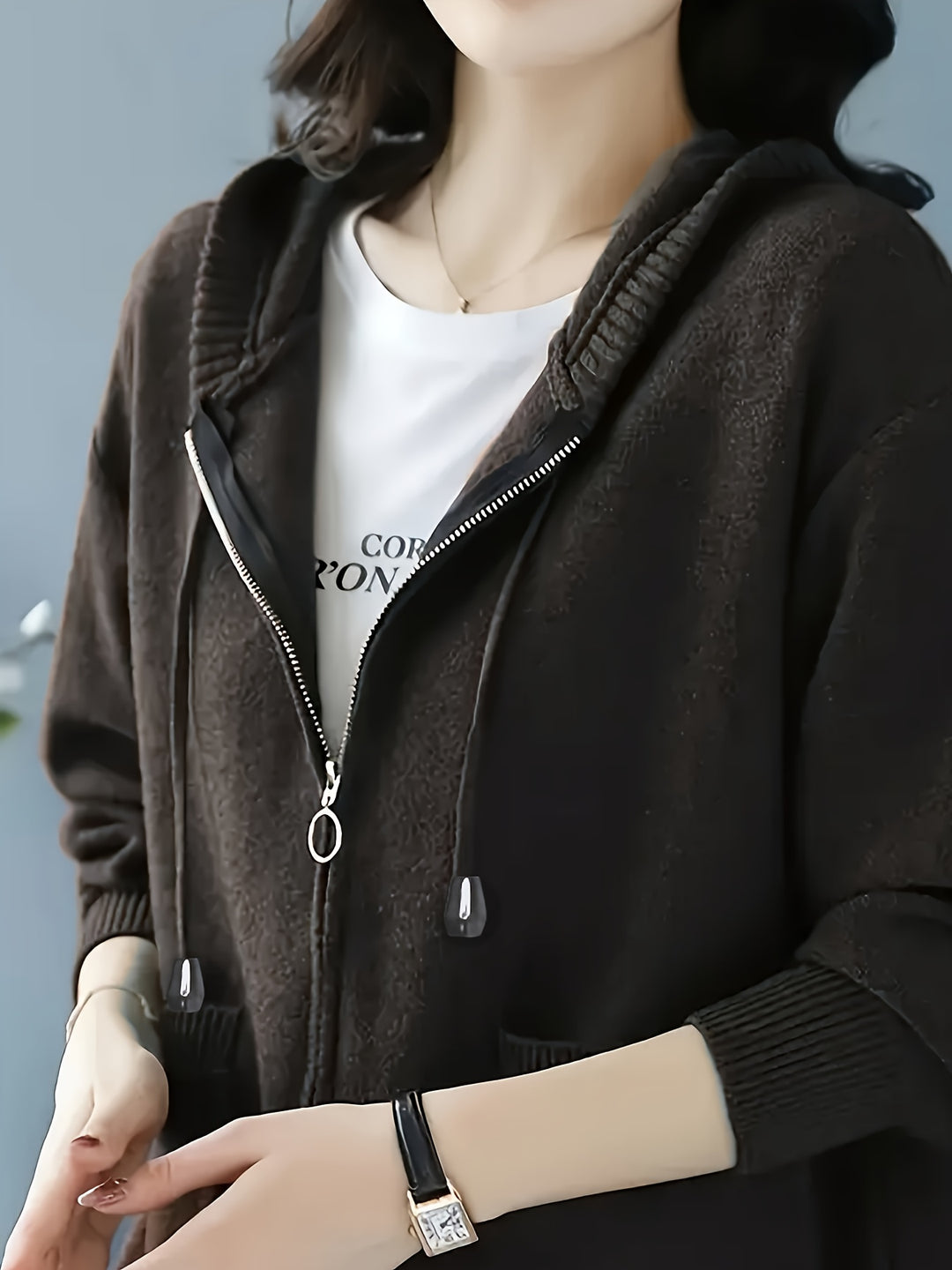 Gemma | Cosy Zip-Up Hooded Cardigan