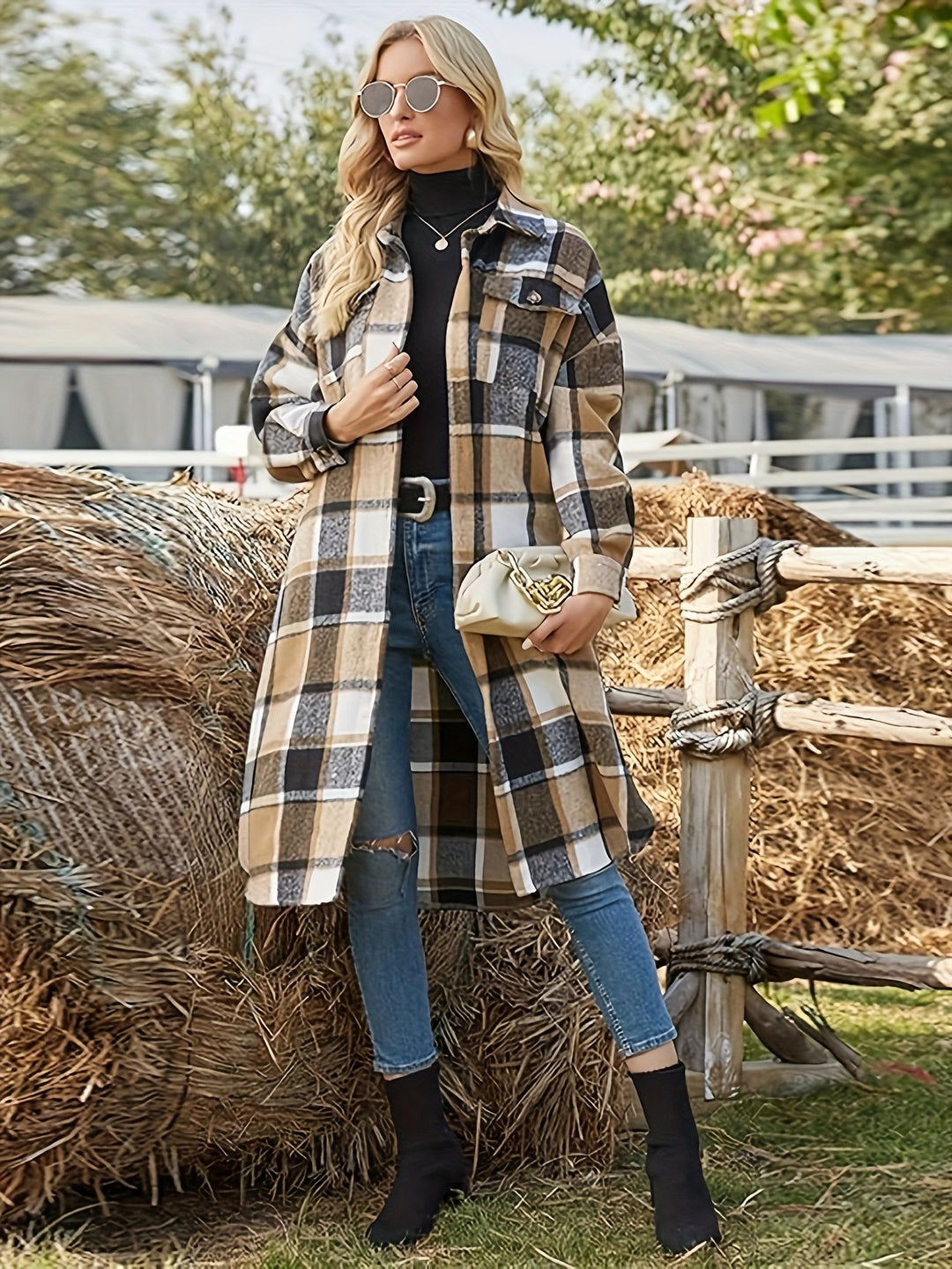 Elowen | Longline Checked Coat