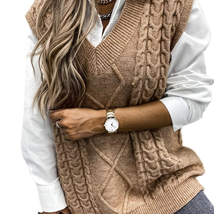 Colleen | Cable-Knit V-Neck Sweater Vest