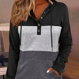 Tamsin | Colour Block Button Hoodie