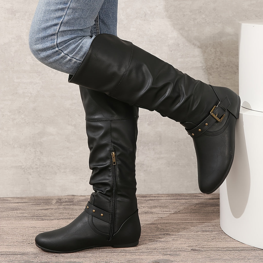 Tara | Slouch Buckle Tall Boots