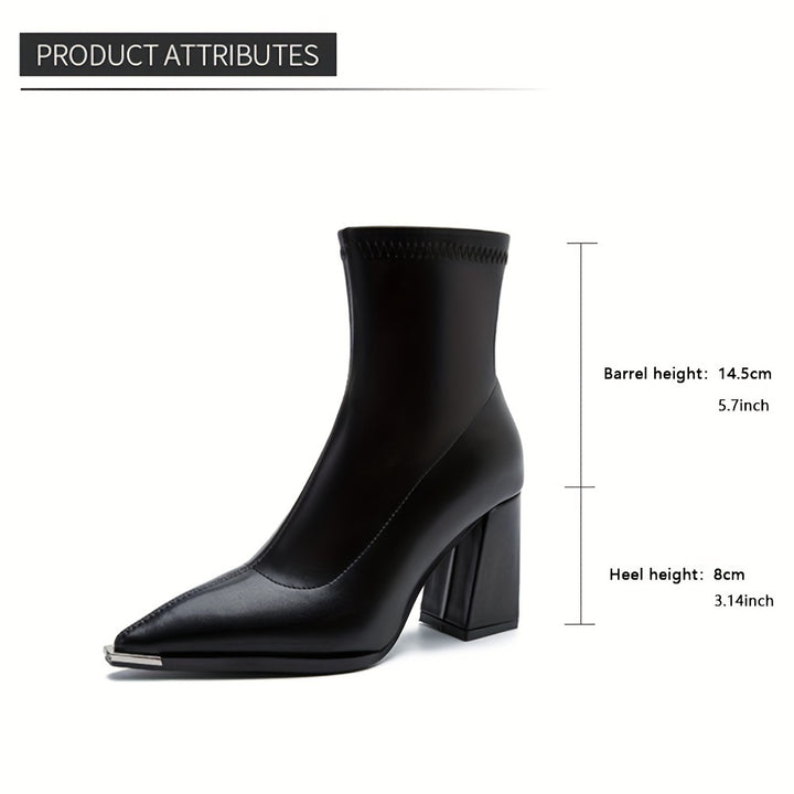 Noelani | Pointed-Toe Block Heel Ankle Boots
