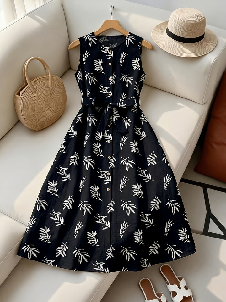 Constance | Belted Sleeveless Midi Dress