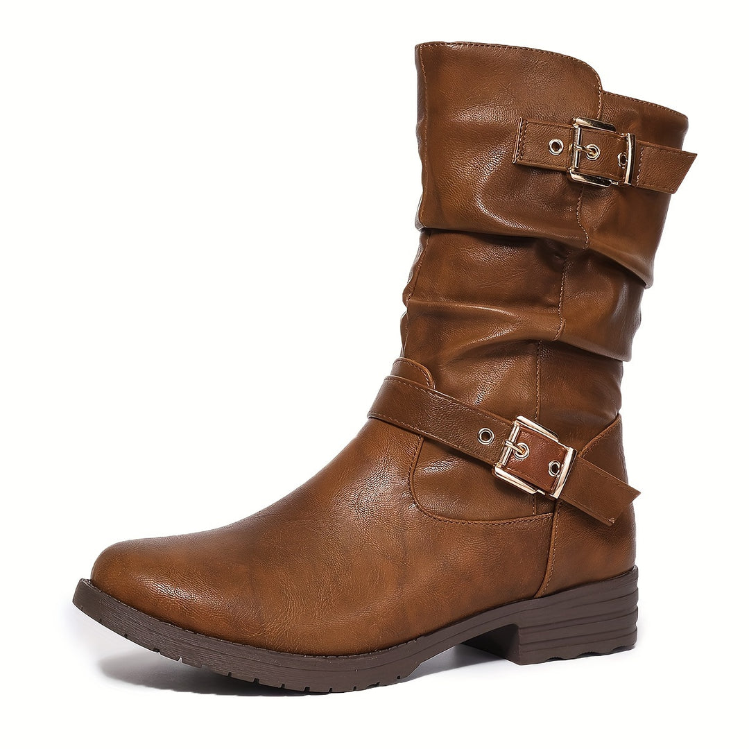 Margaux | Slouch Buckle Mid-Calf Boots