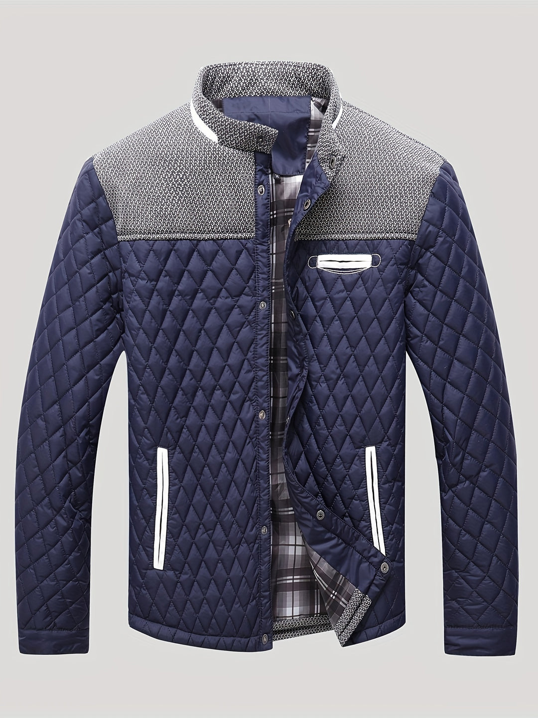 Nigel | Textured Quilted Stand-Collar Jacket