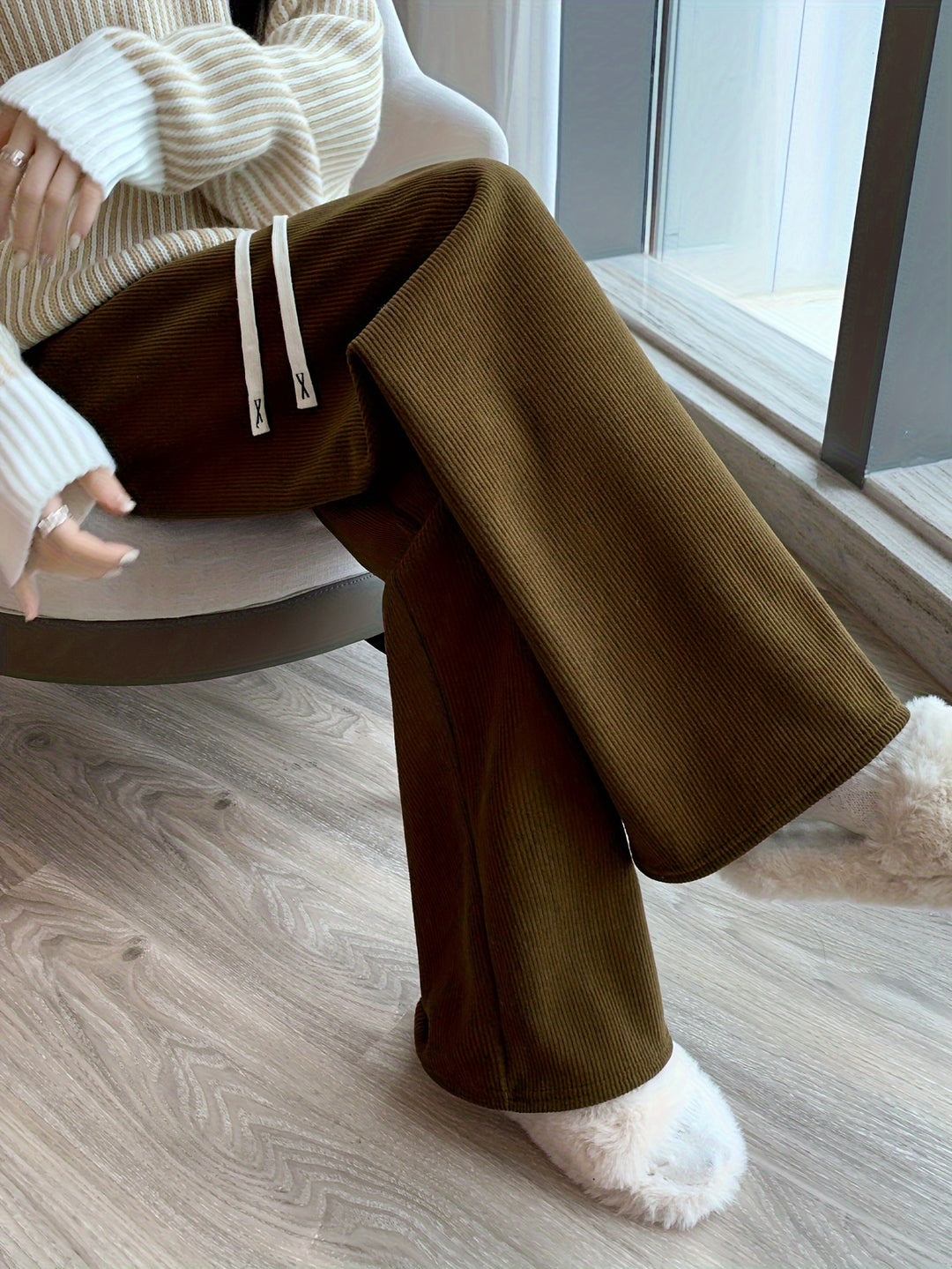 Lena | Fleece-Lined Wide-Leg Trousers