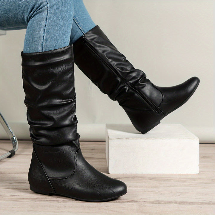 Lydia | Slouch Mid-Calf Flat Boots