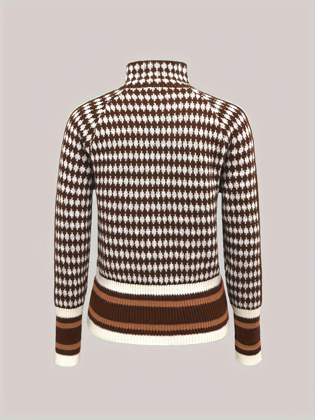 Lenora | Patterned Stand-Collar Zip Cardigan