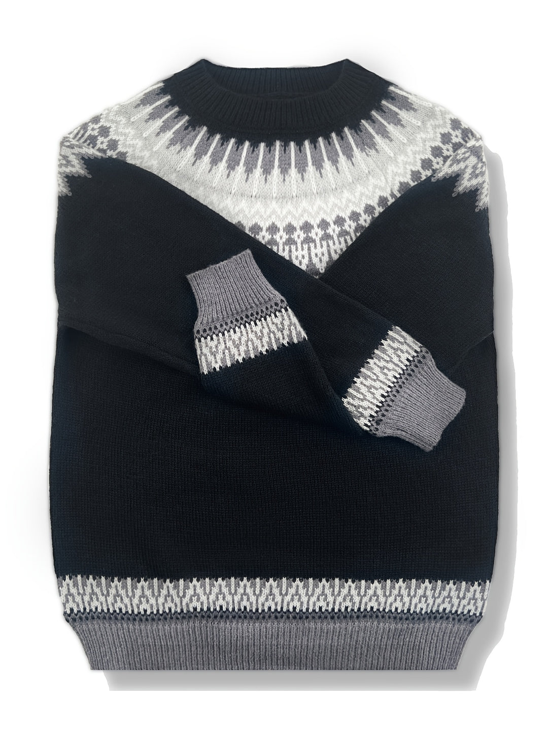 Sylvia | Chunky Jacquard Round Neck Sweater