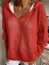 Fleur | Open-Knit Hooded Sweater
