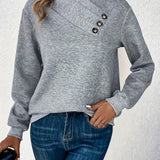 Wren | Asymmetrical Button-Neck Sweater