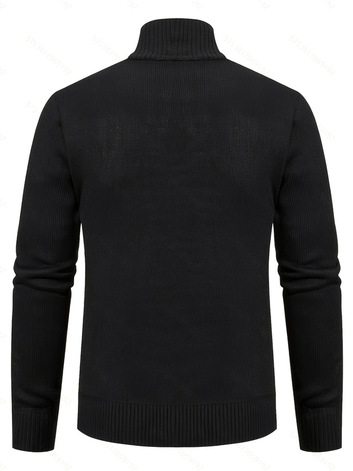 Edmund | Textured Stand-Collar Zip Cardigan