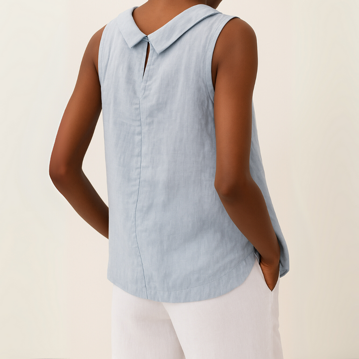 Honora | Casual Sleeveless Roll Collar Top