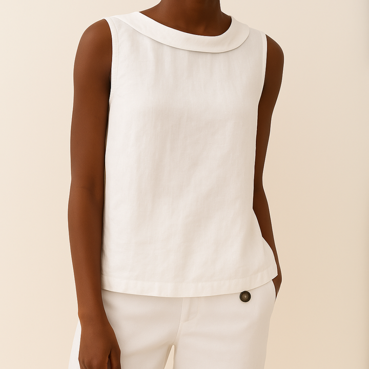 Honora | Casual Sleeveless Roll Collar Top